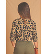 Бежова дамска блуза с леопардов принт с естествена коприна-1 снимка