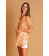 Дамска блуза в оранжеви нюанси с фигурален принт-3 снимка