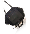 Черна дамска кожена чанта с панел със змийски шарки в бордо Lenia-3 снимка