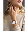 Дамски розовозлатист часовник с бяла каишка Verona-1 снимка