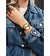 Златист дамски часовник с кафява каишка Marbella-1 снимка