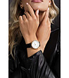 Златист дамски часовник с черна кожена каишка Paris-1 снимка