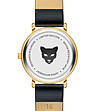 Златист дамски часовник с черна кожена каишка Paris-3 снимка