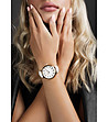 Златист дамски часовник с бяла кожена каишка Florence-1 снимка