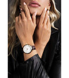 Дамски златист часовник с кафява кожена каишка Florence-1 снимка