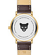 Дамски златист часовник с кафява кожена каишка Florence-3 снимка
