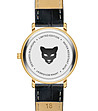 Златист дамски часовник с черна кожена каишка Florence-3 снимка