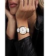 Златист дамски часовник с бяла силиконова каишка Florence-1 снимка
