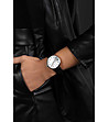 Сребрист дамски часовник с черна силиконова каишка Florence-1 снимка