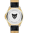 Златист дамски часовник с черна кожена каишка Cannes-3 снимка