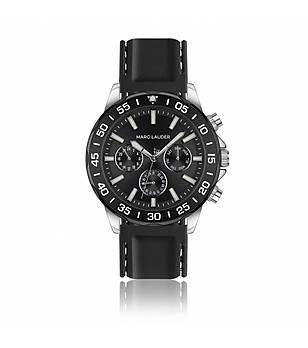 Черен мъжки часовник със силиконова каишка Avignon снимка