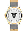 Златист дамски часовник със сива кожена каишка Cannes-3 снимка