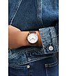 Розовозлатист дамски часовник с бял циферблат Malaga-1 снимка