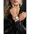 Сребрист дамски часовник с розова каишка St. Tropez-1 снимка
