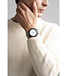 Сребрист мъжки часовник с черен панел и сива каишка Munich-1 снимка