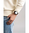 Мъжки часовник в сребристо и черно с кафява кожена каишка Munich-1 снимка