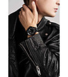 Черен мъжки часовник с каишка от естествена кожа Toledo-1 снимка