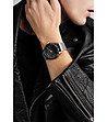 Мъжки сребрист часовник с черен циферблат Lyon-1 снимка