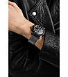 Мъжки сребрист часовник с черен панел Cologne-1 снимка