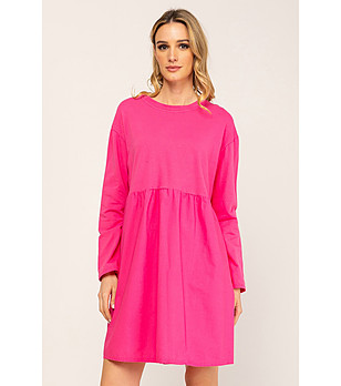 Цикламена оversize памучна рокля Gisele снимка