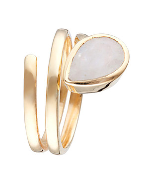 Асиметричен позлатен дамски пръстен с лунен камък Luna снимка