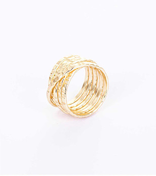 Позлатен дамски пръстен с ефектен дизайн Justine снимка