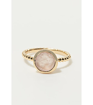 Позлатен дамски пръстен с розов кварц Cassilda снимка