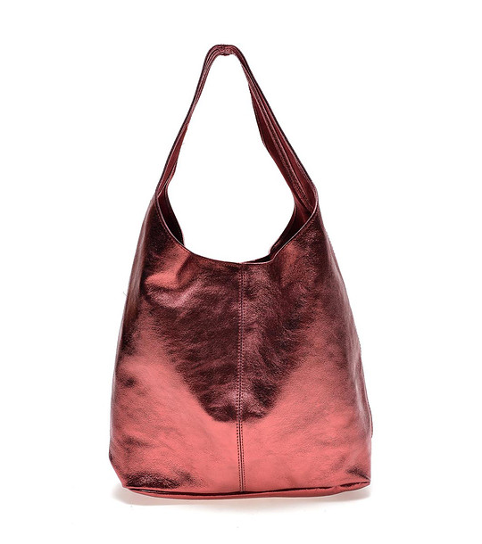 Дамска чанта от естествена кожа в бордо Lika снимка