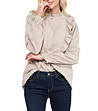 Бежова дамска памучна риза с къдрички Tonina-2 снимка