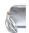 Сребриста малка дамска кожена чанта с металик ефект Irmina-2 снимка