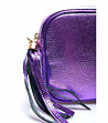 Лилава малка дамска кожена чанта с металик ефект Irmina-3 снимка