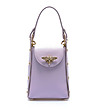 Малка дамска кожена чанта за телефон в лилаво Caris-0 снимка