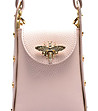 Малка дамска кожена чанта за телефон в светлорозово Caris-2 снимка