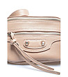 Дамска crossbody чанта от естествена кожа в цвят пудра Kiki-2 снимка