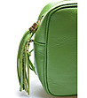 Малка дамска кожена чанта Lara в зелено-2 снимка