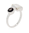 Посребрен пръстен с лунен камък и черен оникс Léane-0 снимка