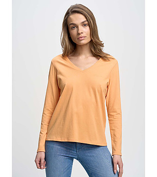 Дамска блуза от органичен памук в оранжев нюанс Liet снимка