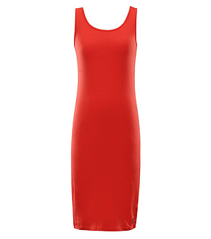 Памучна рокля в червен цвят с лого Brewa снимка