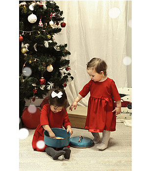 Червена детска рокля с панделка Betina снимка