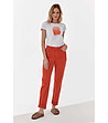 Дамски памучен панталон в оранжево Dezira-4 снимка