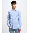Карирана памучна мъжка риза в светлосиньо и бяло Axel-0 снимка