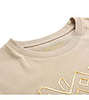 Дамска памучна тениска цвят капучино с лого Julepa-3 снимка