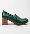 Зелени дамски кожени обувки на ток Sandrа-1 снимка