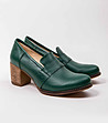 Зелени дамски кожени обувки на ток Sandrа-2 снимка