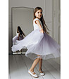 Детска рокля в бяло и лилаво с тюл Noemi-1 снимка