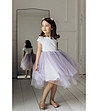 Детска рокля в бяло и лилаво с тюл Noemi-2 снимка