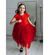 Червена детска рокля с тюл Nona-2 снимка