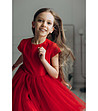 Червена детска рокля с тюл Nona-3 снимка