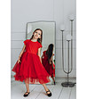 Червена детска рокля с тюл Nona-4 снимка