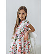 Бяла детска памучна рокля с розов флорален принт Carla-3 снимка